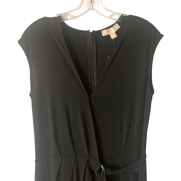 MICHAEL KORS Solid Black Sleeveless Wrap Front Women's Jumpsuit NWT Size Small - Picture 4 of 9